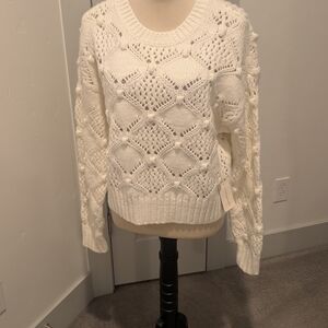 Lucky Brand White Textured Knit Sweater